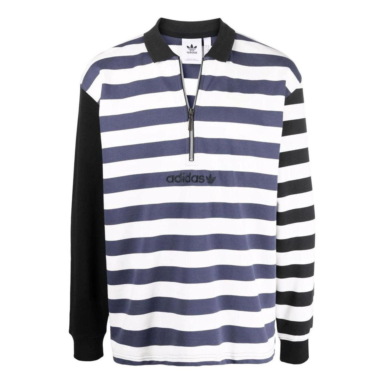 Men's adidas originals Logo Printing Stripe Half Zipper Long Sleeves White HE4704