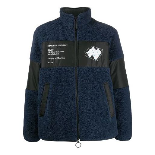 Off-White Printing Fleece Jacket Navy Blue OMKI015E20FAB0014501