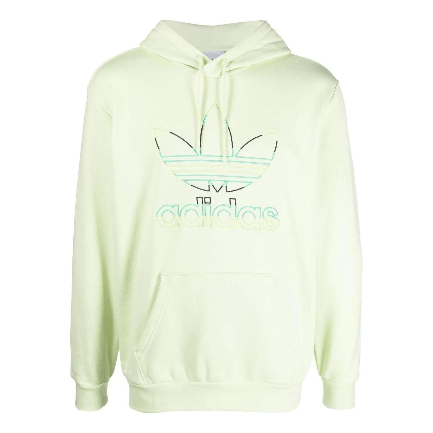 Men's adidas originals Logo Embroidered Pullover Hooded Long Sleeves Green HC7156