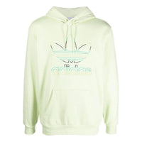 Men's adidas originals Logo Embroidered Pullover Hooded Long Sleeves Green HC7156