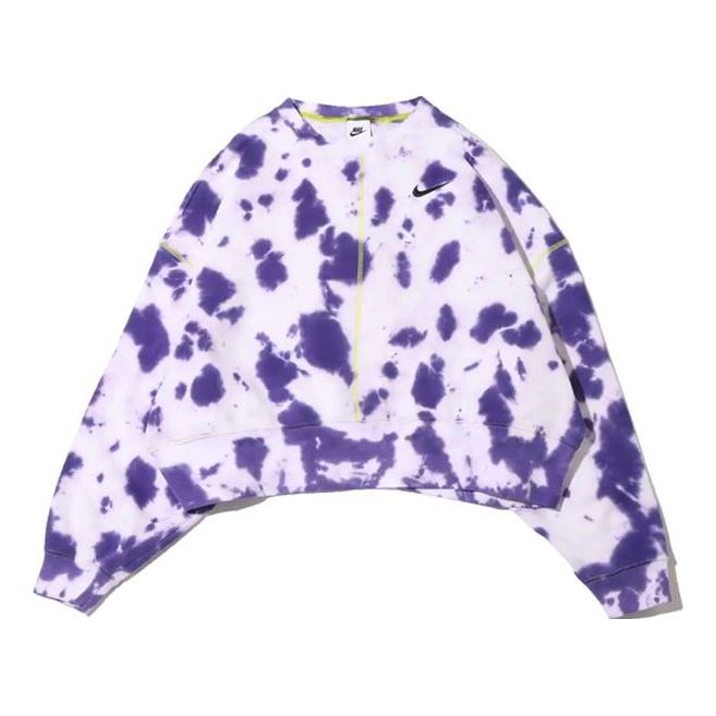 (WMNS) Nike Knit Tie Dye Round Neck Sports Hoodie Purple DM6358-579