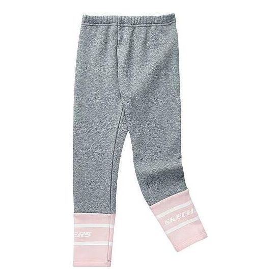 (GS) Skechers Drawstring Fleece Tight Knit Pants 'Grey Pink' L423G005-00RP