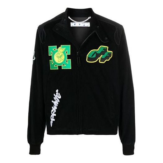 Off-White SS21 Logo Embroidered Athleisure Casual Sports Jacket Version Black OMEA280S21FAB0011001