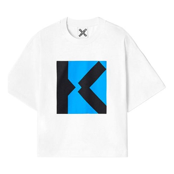 KENZO SS21 Round Neck Colorblock Short Sleeve White FB52TS6904SJ-01