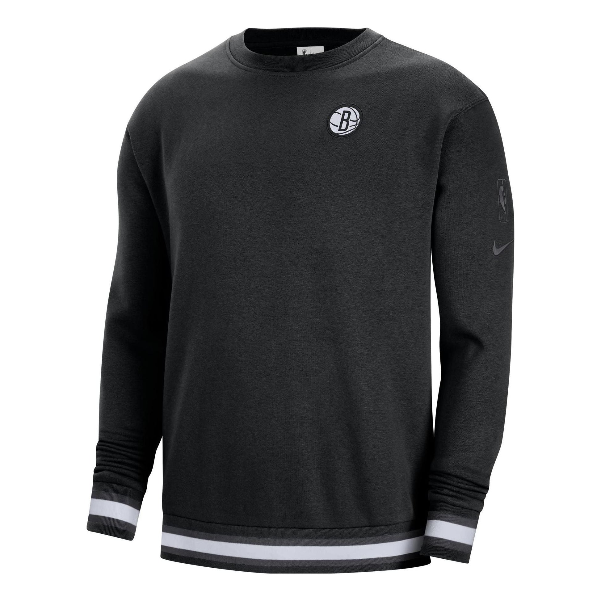 Nike Brooklyn Nets Solid Color Fleece Lined Round Neck Pullover Long Sleeves Hoodie Men's Black DR2280-010