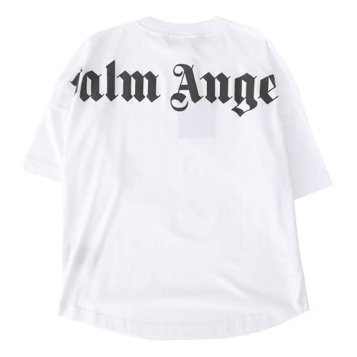 Men's PALM ANGELS Collar Back Logo Short Sleeve White PMAA002R204130350110