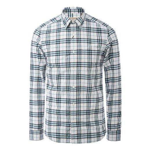 Men's Burberry Plaid Long Sleeves Shirt Blue Gray 80250061