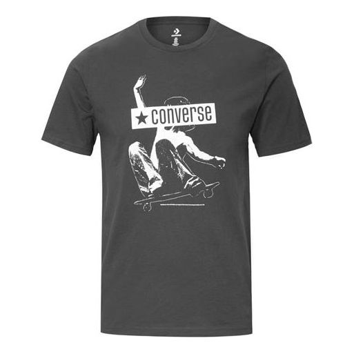 Men's Converse All Star Skateboard Printing Short Sleeve Printing Black 10019085-001