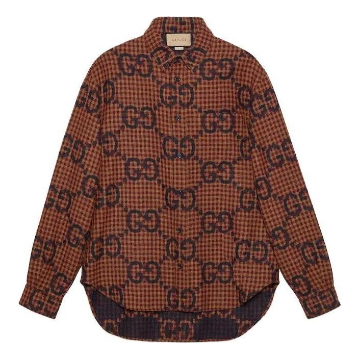 Gucci Maxi GG Gingham Wool Shirt 'Red Blue' 756842-ZAOBM-6253