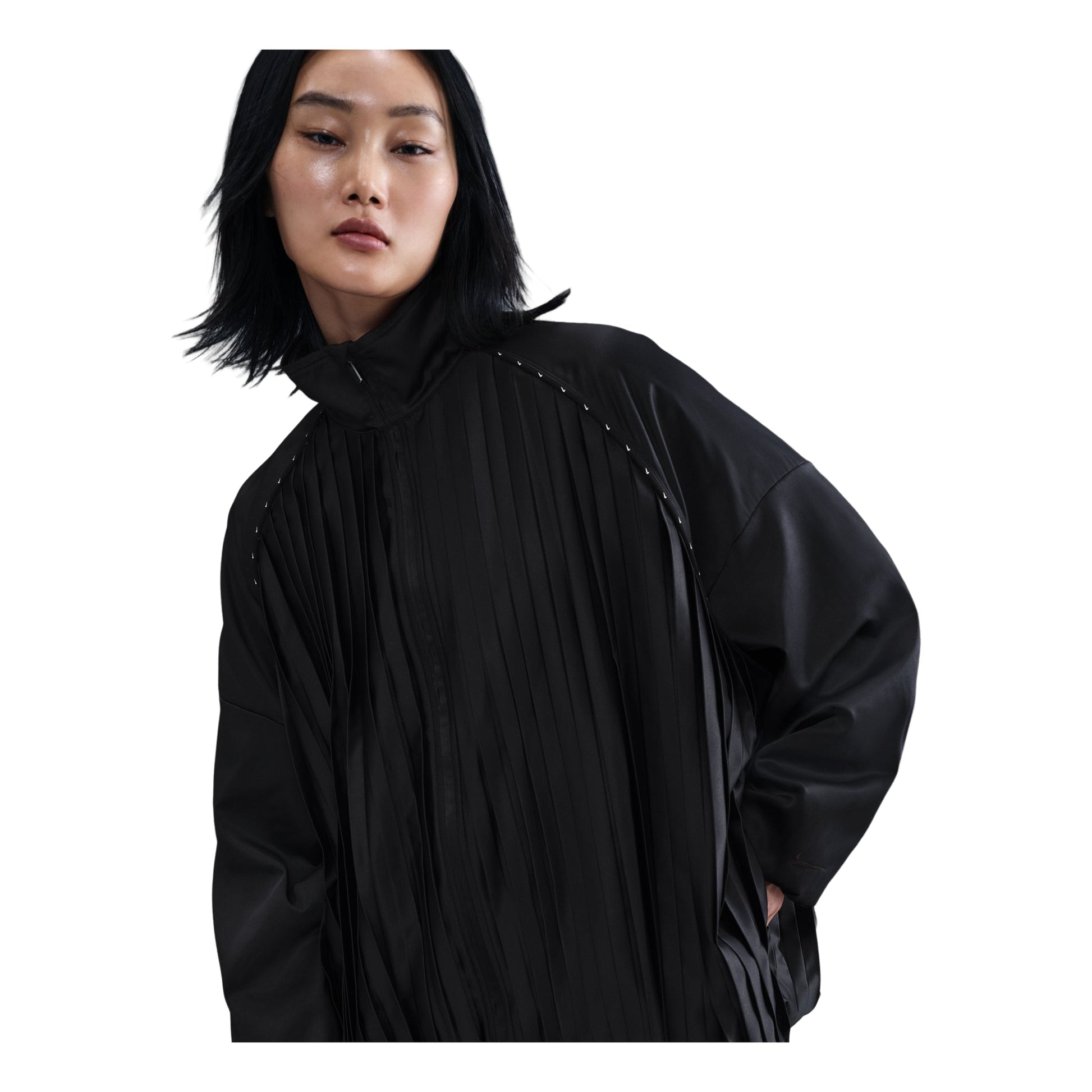 (WMNS) Nike Pleated Tracksuit Jacket Asia Sizing 'Black' HJ0518-010