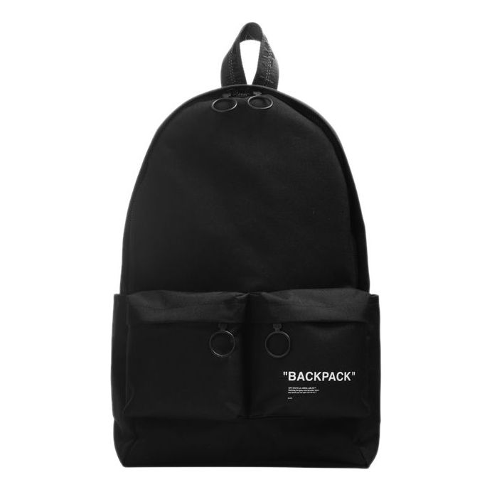 Off-White FW19 Black Quote Backpack Black OMNB003E195210571001