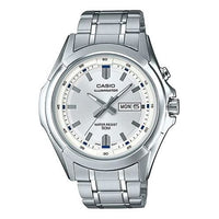 Men's CASIO Waterproof Quartz Date Display Led Lighting 46mm Stainless Steel Strap Watch Mens Silver Analog MTP-E205D-7AVDF