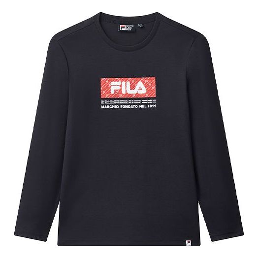 Men's FILA Sports Pure Cotton Long Sleeves Blue T-Shirt F11M048201F-NV