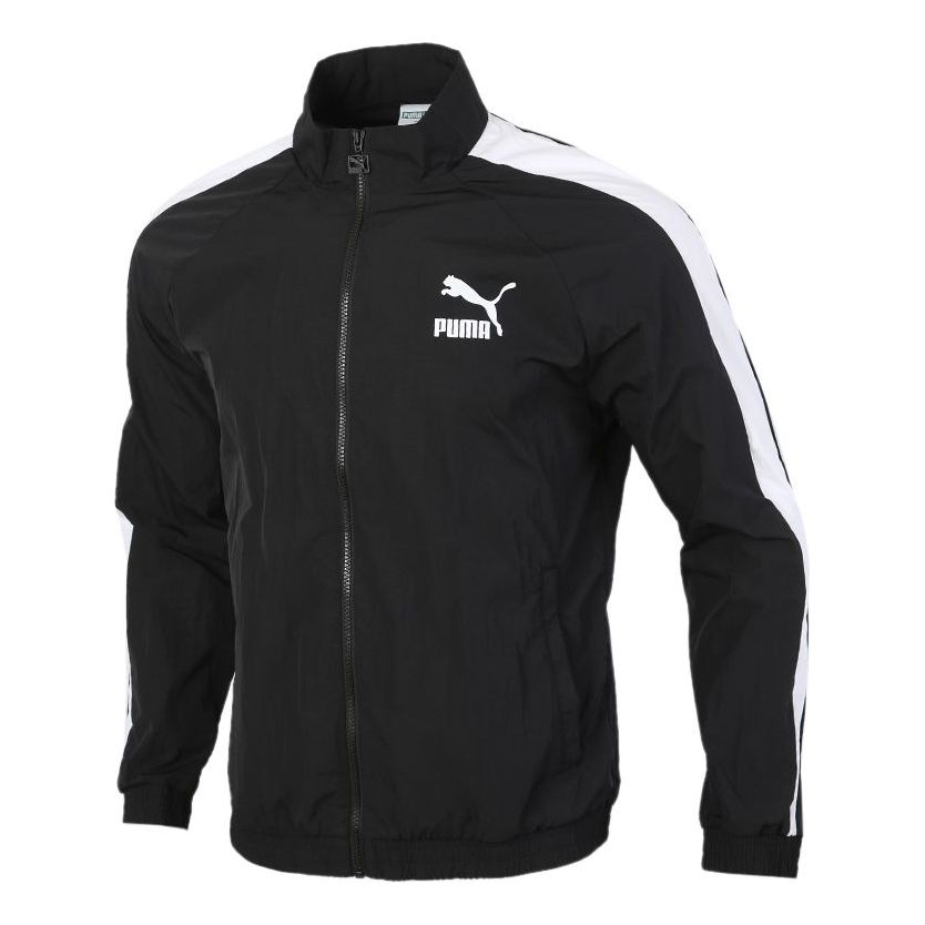 PUMA Gym Quick Dry T7 Stand Collar Logo Sports Jacket Black 599907-01
