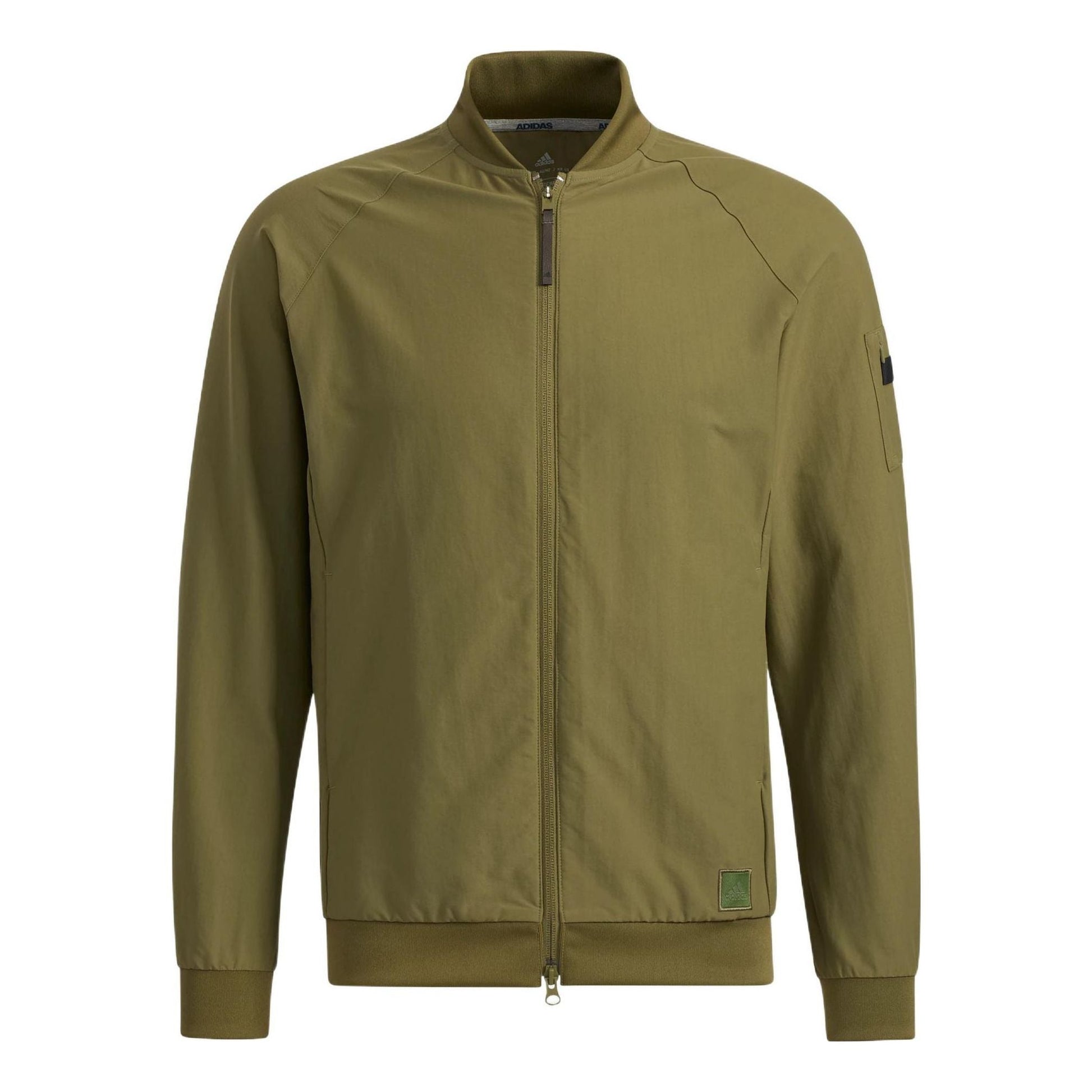 Men's adidas Gt Fz Ls Jk Golf Sports Solid Color Long Sleeves Zipper Jacket Dark Olive Green H64636