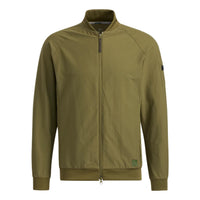 Men's adidas Gt Fz Ls Jk Golf Sports Solid Color Long Sleeves Zipper Jacket Dark Olive Green H64636