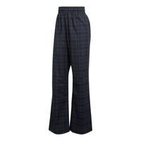 adidas Plaid Elastic Waistband Straight Casual Pants/Trousers Unisex Blue Green IA8350