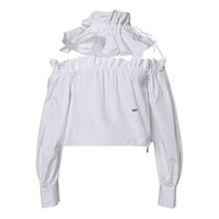 (WMNS) Off-White Long Sleeves Short White Tops OF2D2G001