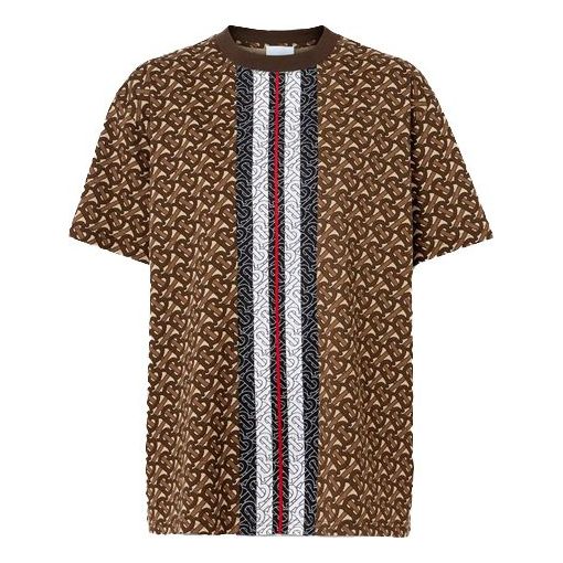 Burberry Exclusive Logo Striped Printed Loose Cotton Brown 80184331
