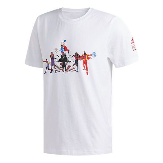 [Ethernet Wong] adidas x Marvel Heroes Assemble Avengers Basketball Short-Sleeved Marvel Men White FJ4986