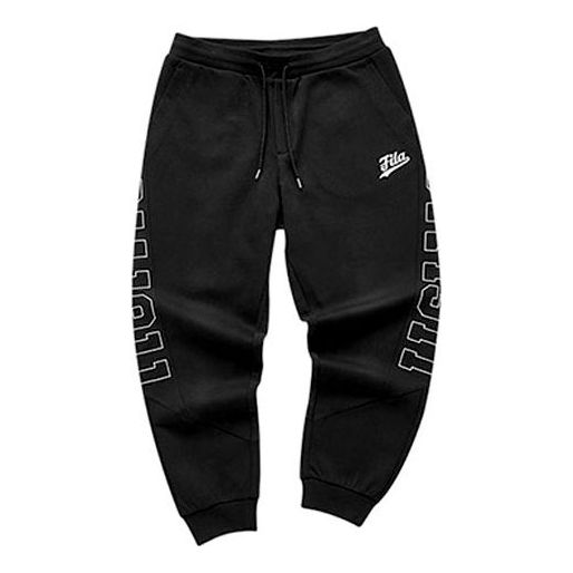 FILA FUSION Athleisure Casual Sports Printing Alphabet Knit Bundle Feet Long Pants Black T11M042601F-BK