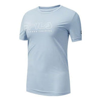 (WMNS) FILA Alphabet Logo Printing Sports Quick Dry Breathable Short Sleeve Blue A11W021117F-VT