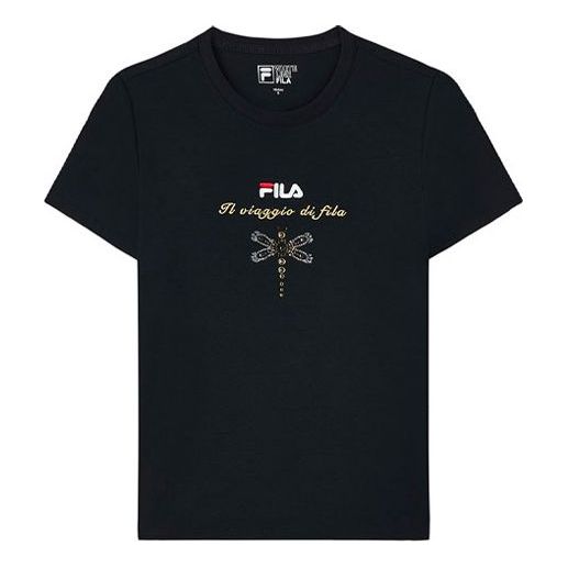 (WMNS) FILA Embroidery Logo Round-Neck Black F11W138151F-BK