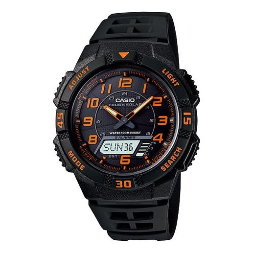 CASIO Waterproof Sports Shockproof Solar Powered Mens BlackOrange Analog AQ-S800W-1B2