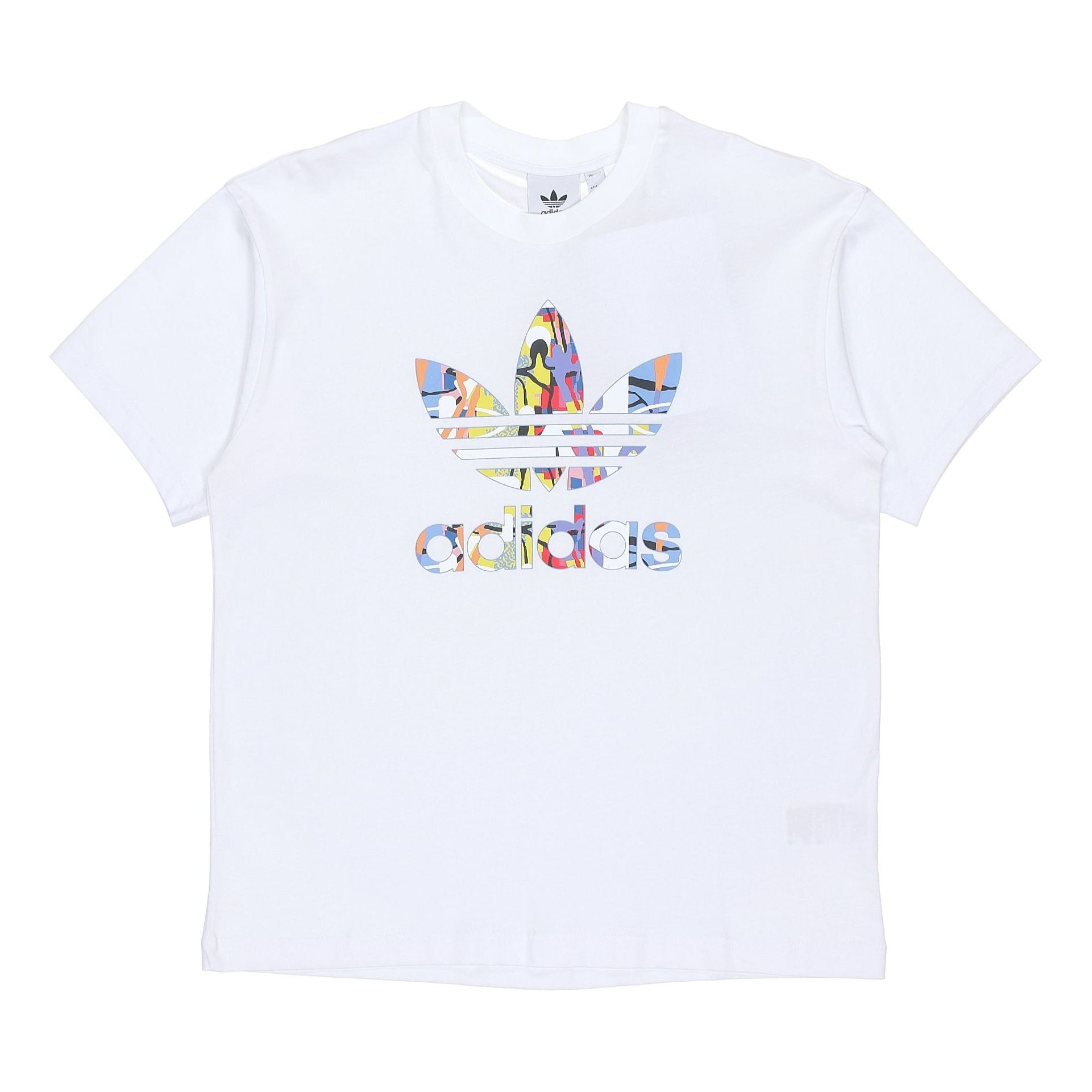 adidas originals Love Unites Tre Casual Breathable Fabric Multi-Color Logo Sport Short Sleeve White HE2519