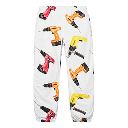 Supreme SS19 Drills Skate Pant White Electric Drill Pattern Printing Long Pants Casual Pants Unisex SUP-SS19-604