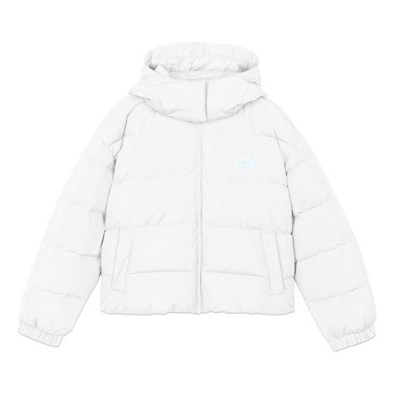 (WMNS) Skechers Short Warm Hooded Long Sleeve Down Jacket 'White Red' L420W022