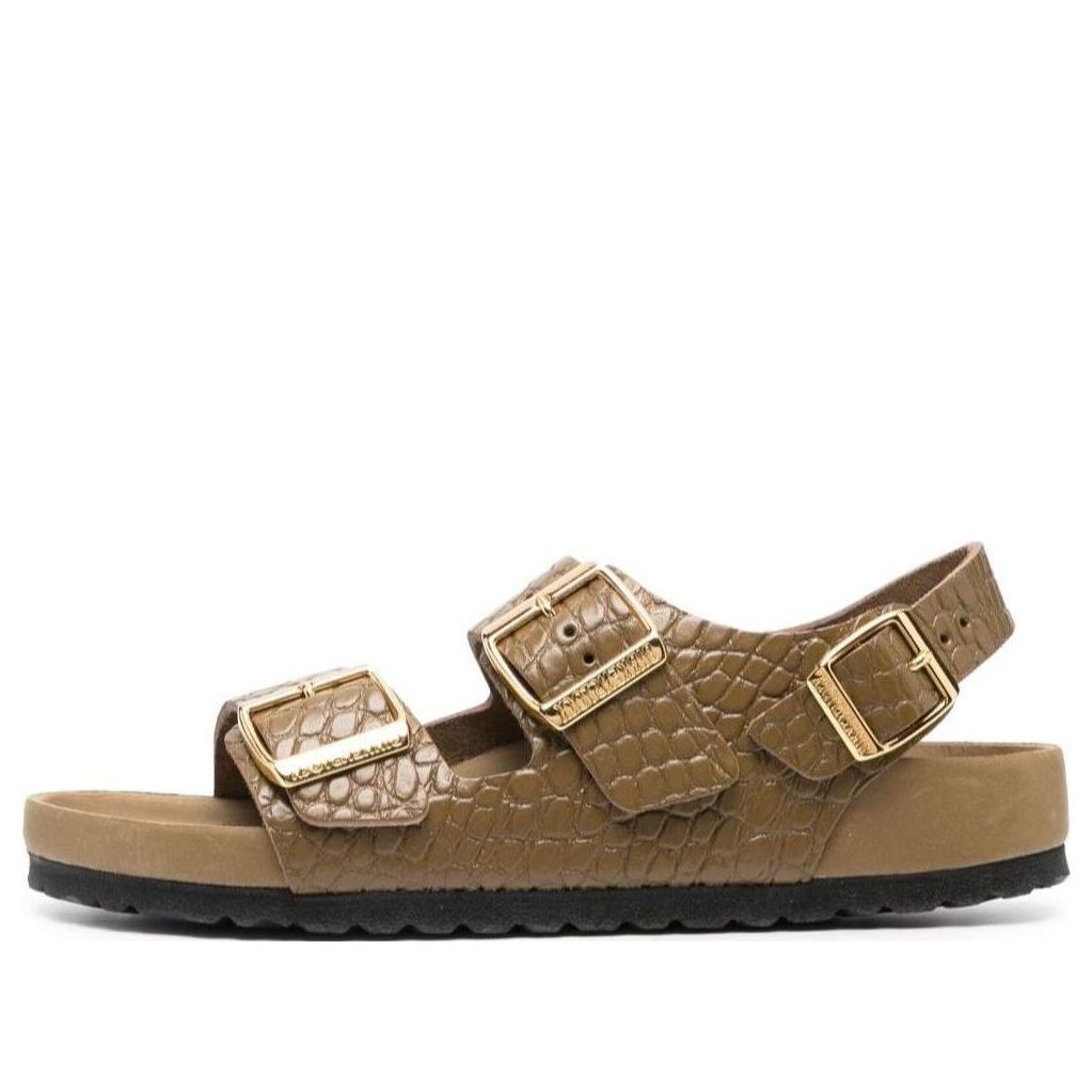 Birkenstock Milano Embossed Leather Narrow Fit Sandals 'Emboss Mud Green' 1024258