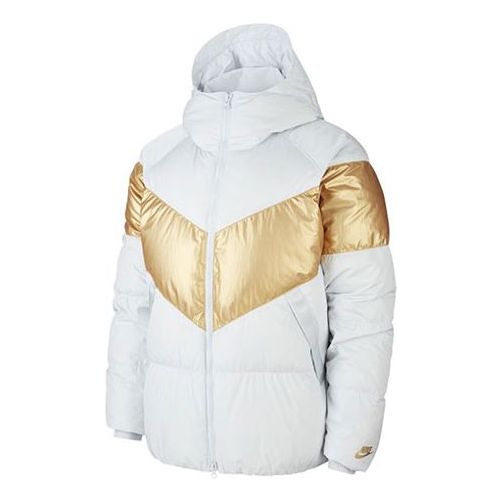 Men's Nike Casual Sports Hooded With Down Feather White Jacket CT0489-043