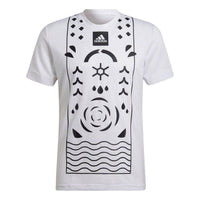 adidas Geometry Pattern Logo Printing Round Neck Short Sleeve White HA2554