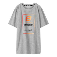 Men's Skechers Contrasting Colors LOGO Printing Knit Short Sleeve Gray L220M003-004F