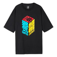 New Balance Word Printing Short Sleeve Couple Style Black AMT02373-BK