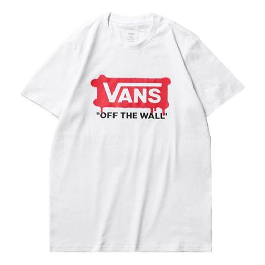 Vans Graffiti Box V Tee Logo Casual Printing Short Sleeve Couple Style White VN0A54IKWHT