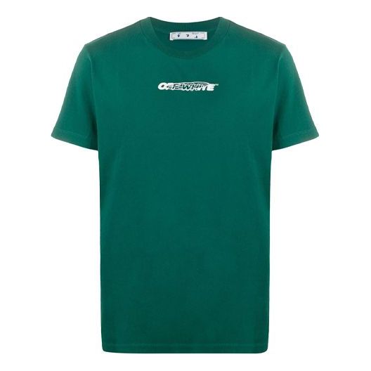 Men's Off-White logo Printing Green T-Shirt OMAA027E20JER0045701
