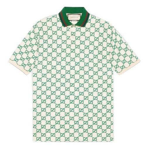 Men's Gucci SS21 GG Elastic Green Polo Shirt 598956-XJB0U-9063