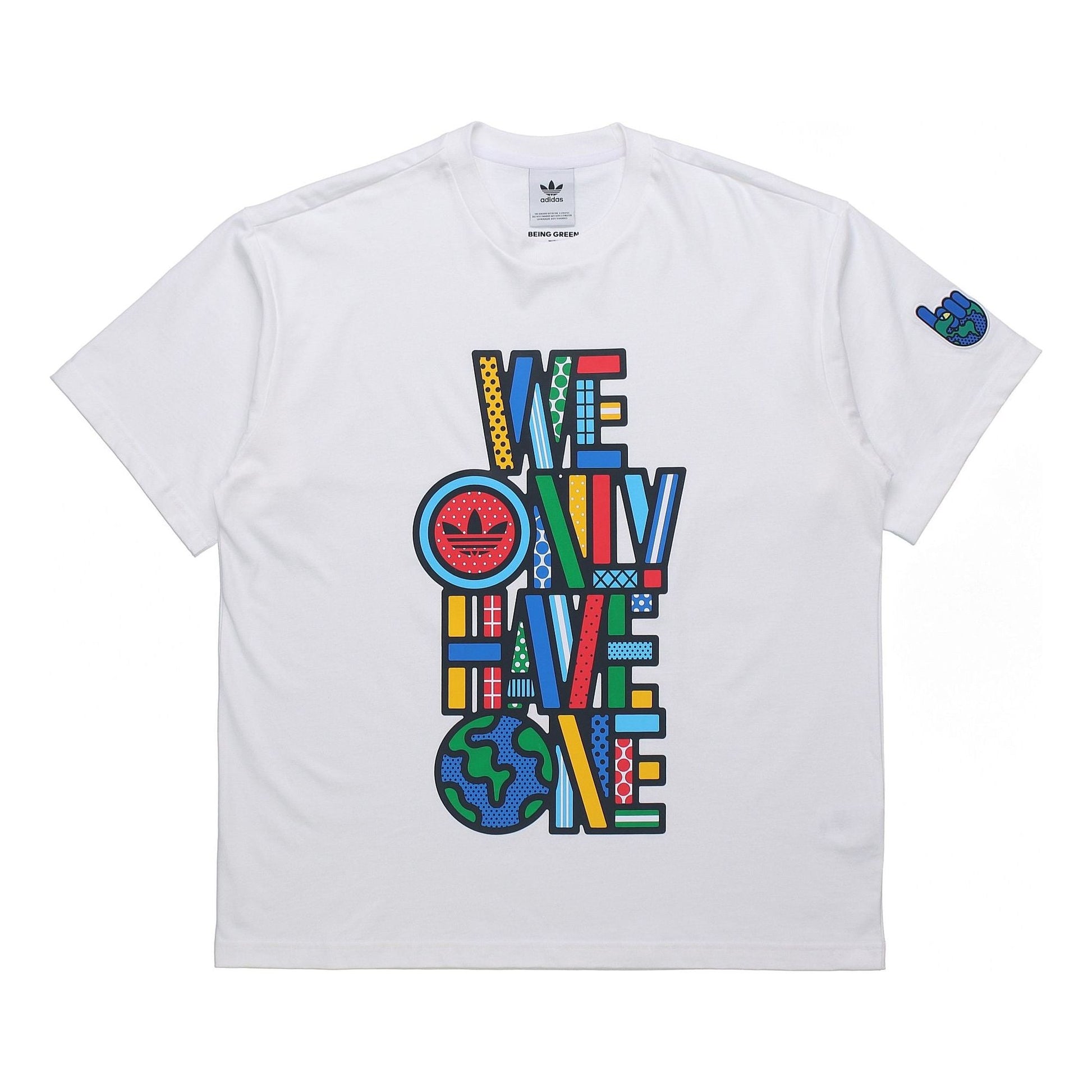 adidas originals Artist Tee Ss Earth Printing Sports Round Neck Short Sleeve White HA4693