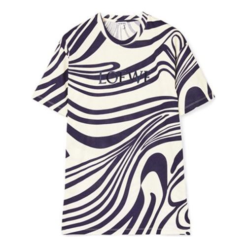 Men's LOEWE Stripe Cotton Short Sleeve White Blue H526341X72-2091