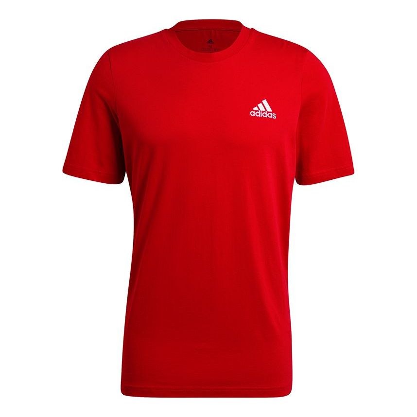 adidas Essentials Embroidered Logo Sports Round Neck Short Sleeve Red GK9642