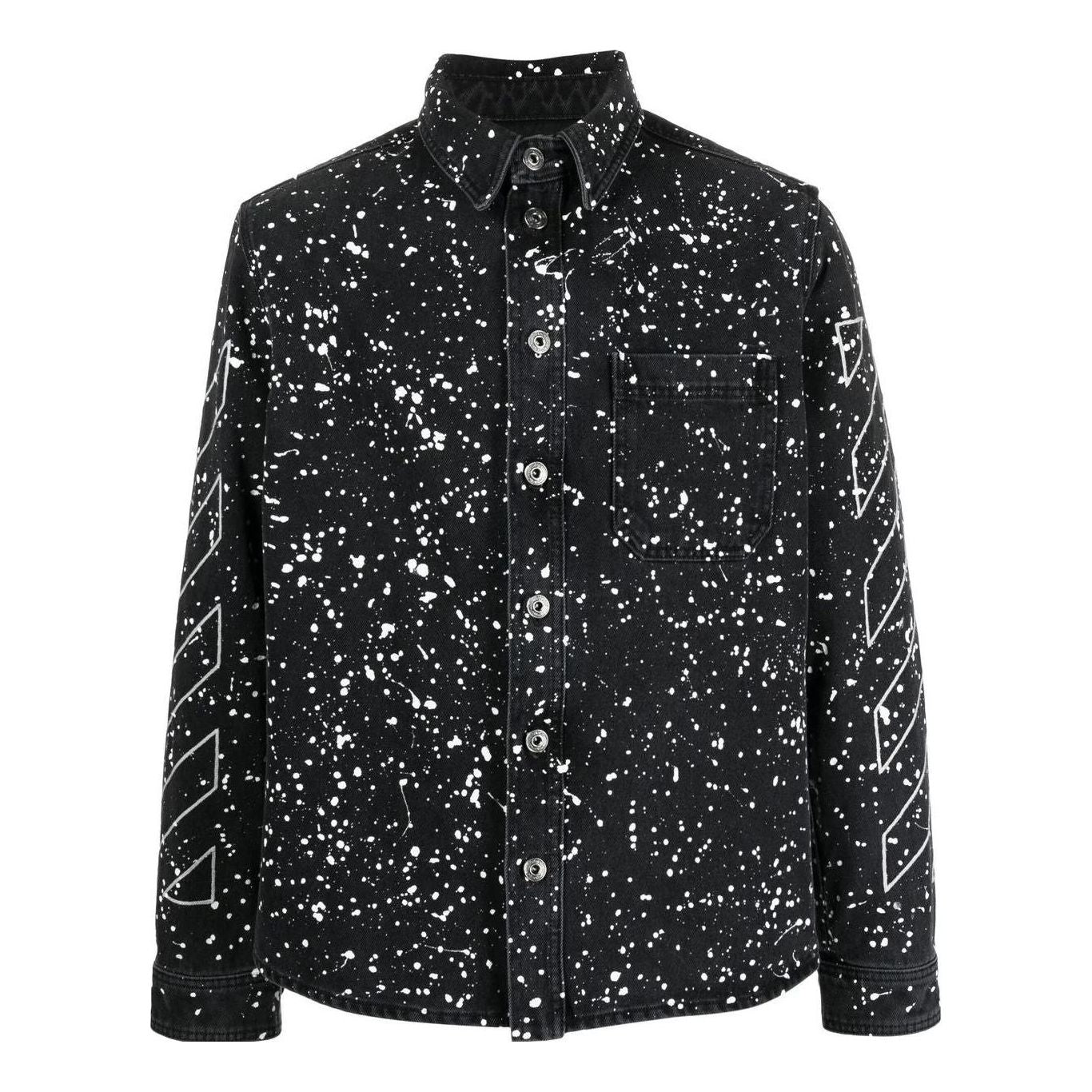 Men's Off-White FW22 Twill Printing Single Breasted Long Sleeves Ordinary Version Black Shirt OMYD027F22DEN0011001