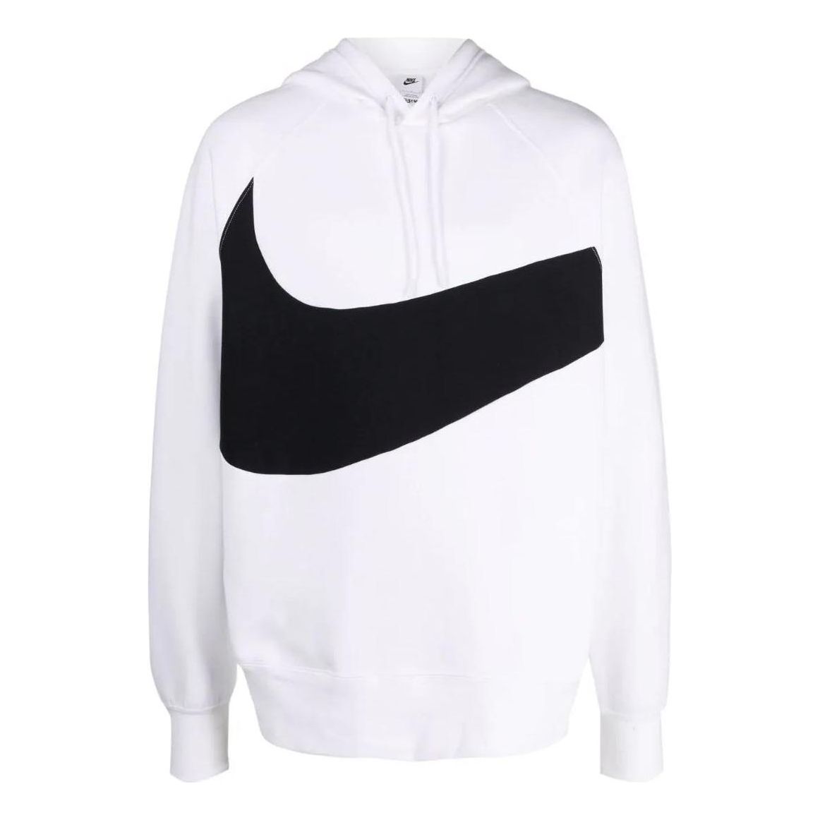 Men's Nike Large Logo Printing Drawstring Hooded Pullover Long Sleeves White DD8222-100