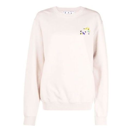 (WMNS) Off-White SS21 Arrows Plaid Flowers Printing Loose Fit Creamy White Hoodie OWBA055S21JER0020901