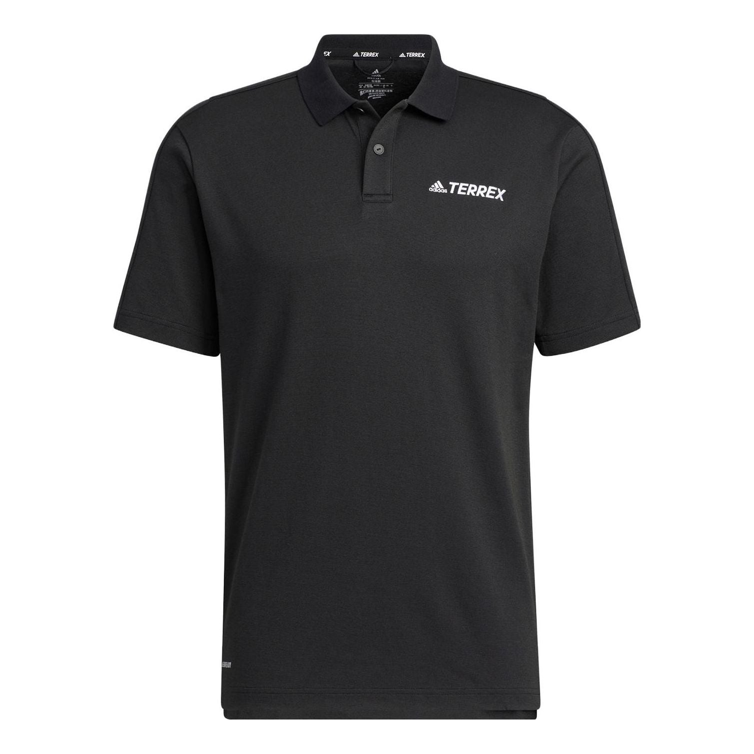 adidas Solid Color Alphabet Logo Printing Casual Short Sleeve Polo Shirt Black HM3816