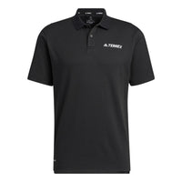 adidas Solid Color Alphabet Logo Printing Casual Short Sleeve Polo Shirt Black HM3816