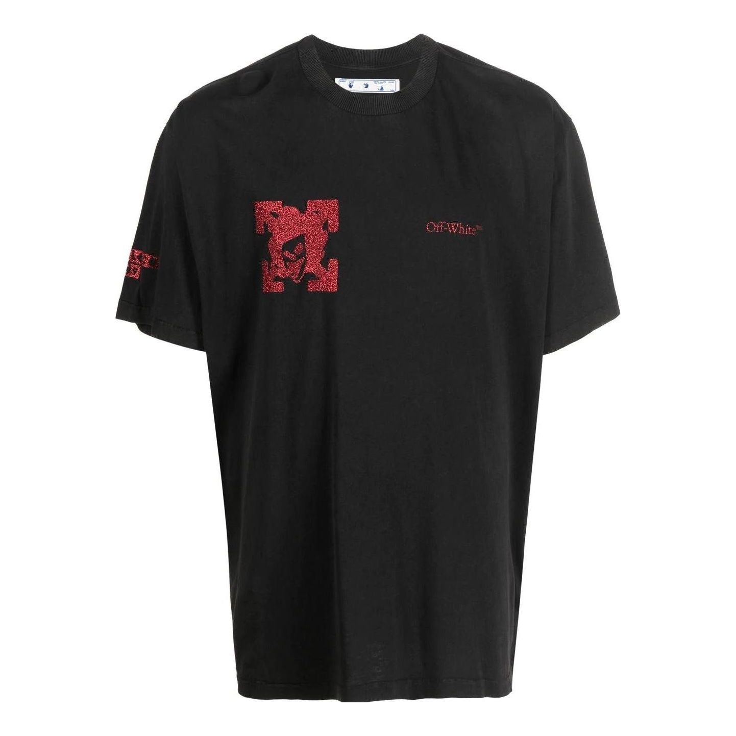 Men's Off-White FW22 Arrow Round Neck Short Sleeve Black T-Shirt OMAA038G22JER0041025