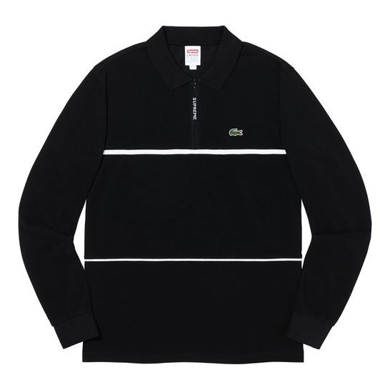 Supreme x Lacoste Pique Zip L/S Polo 'Black' SUP-FW19-552