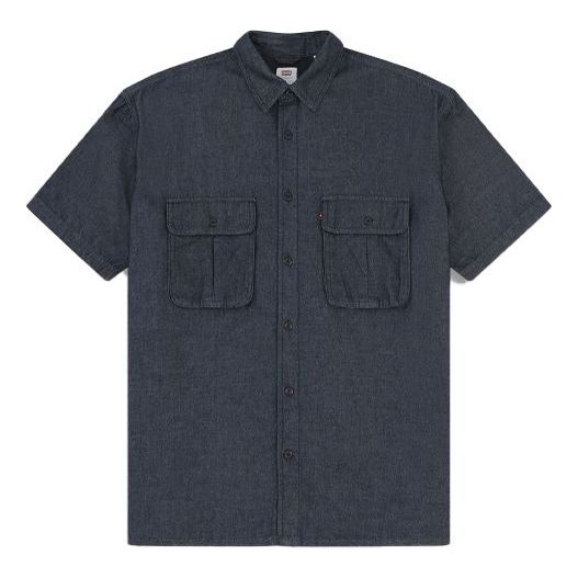 Men's Levis Series lapel Denim Short Sleeve Shirt Gray 39040-0003
